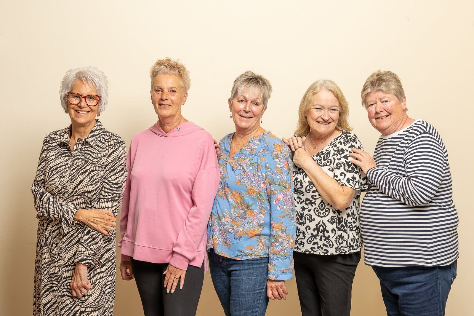 Colour portrait of Sheree Ash, Sue Tout, Julie Cocker, Patricia Kennedy and Gillian Cocker